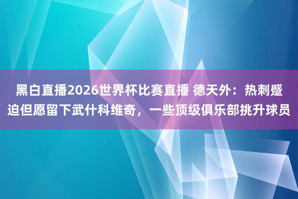黑白直播2026世界杯比赛直播 德天外：热刺蹙迫但愿留下武什科维奇，一些顶级俱乐部挑升球员