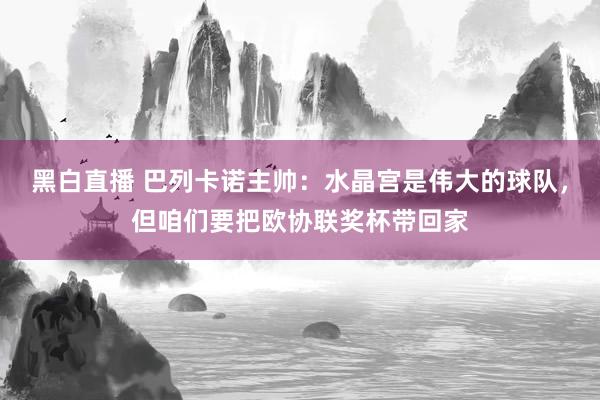 黑白直播 巴列卡诺主帅：水晶宫是伟大的球队，但咱们要把欧协联奖杯带回家