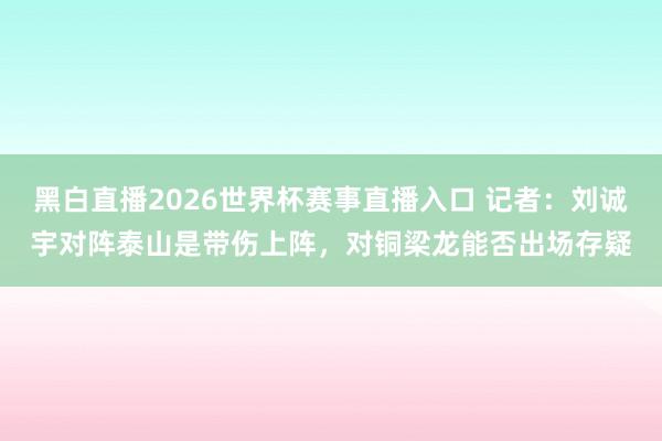 黑白直播2026世界杯赛事直播入口 记者：刘诚宇对阵泰山是带伤上阵，对铜梁龙能否出场存疑