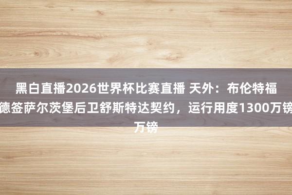 黑白直播2026世界杯比赛直播 天外：布伦特福德签萨尔茨堡后卫舒斯特达契约，运行用度1300万镑