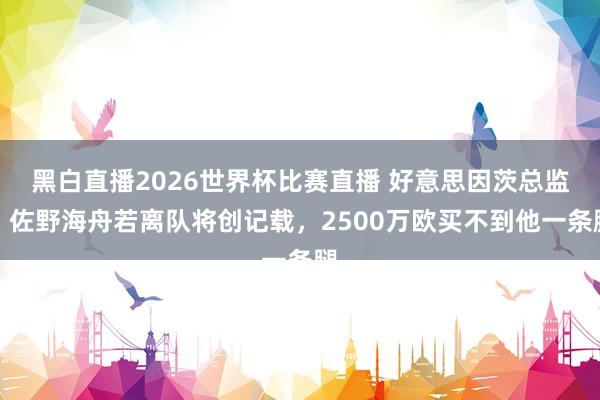 黑白直播2026世界杯比赛直播 好意思因茨总监：佐野海舟若离队将创记载，2500万欧买不到他一条腿