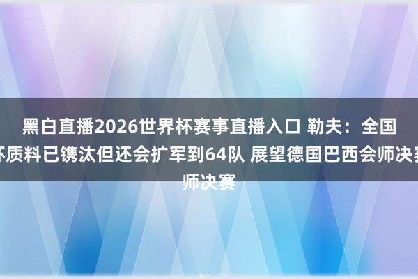 黑白直播2026世界杯赛事直播入口 勒夫：全国杯质料已镌汰但还会扩军到64队 展望德国巴西会师决赛