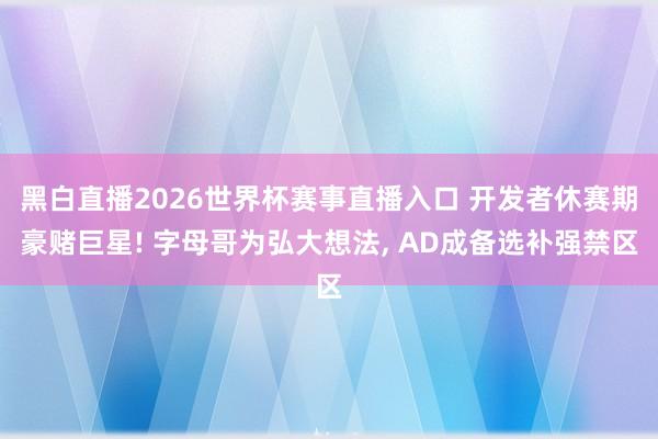 黑白直播2026世界杯赛事直播入口 开发者休赛期豪赌巨星! 字母哥为弘大想法， AD成备选补强禁区