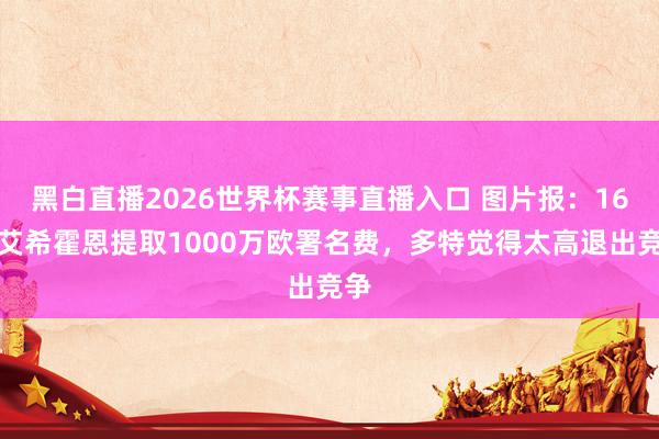 黑白直播2026世界杯赛事直播入口 图片报：16岁艾希霍恩提取1000万欧署名费，多特觉得太高退出竞争