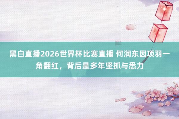 黑白直播2026世界杯比赛直播 何润东因项羽一角翻红，背后是多年坚抓与悉力