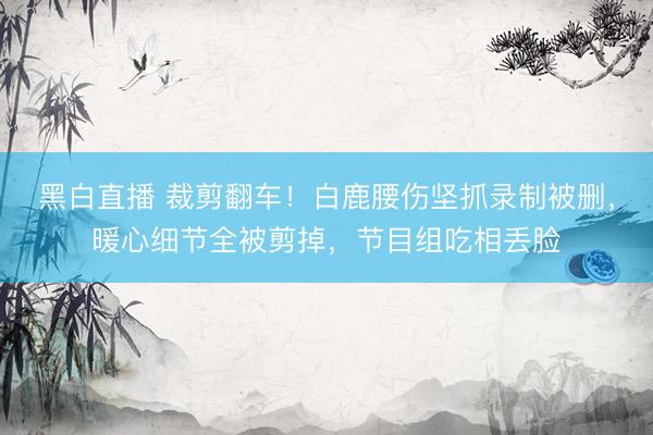 黑白直播 裁剪翻车！白鹿腰伤坚抓录制被删，暖心细节全被剪掉，节目组吃相丢脸