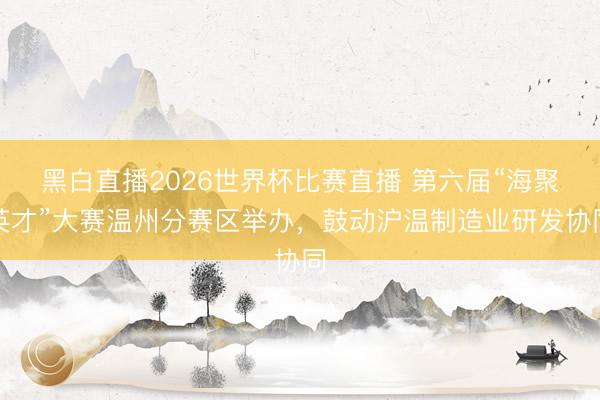 黑白直播2026世界杯比赛直播 第六届“海聚英才”大赛温州分赛区举办，鼓动沪温制造业研发协同