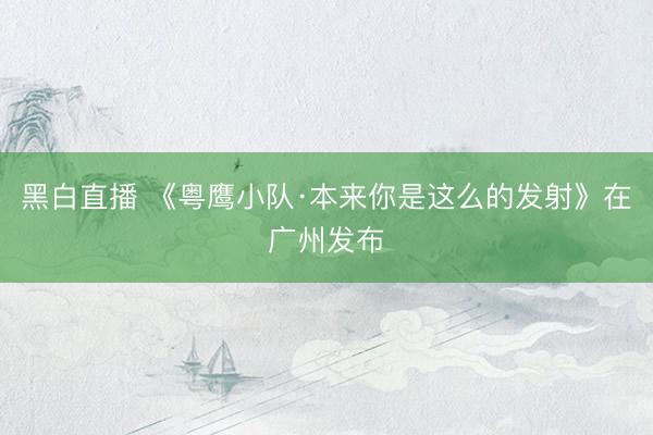 黑白直播 《粤鹰小队·本来你是这么的发射》在广州发布